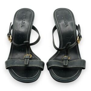 PRADA Women's High Heels Sandal Open Toe Size EUR 36 / US 6 Black MSRP $950